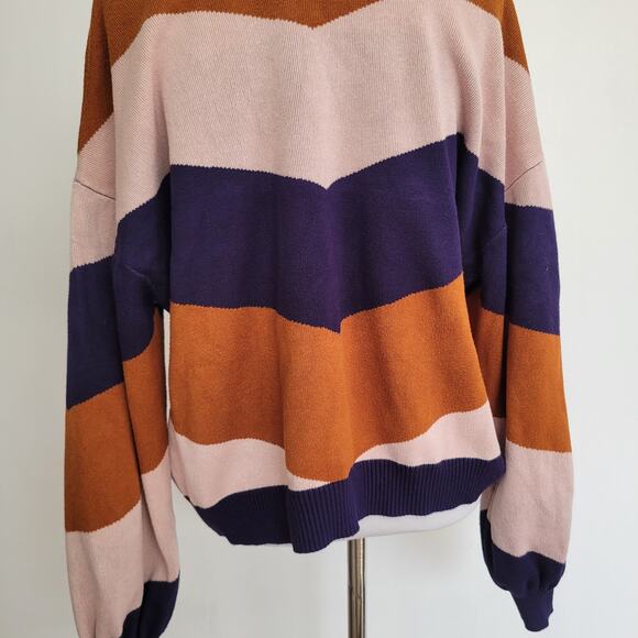 Eloquii Elements Chevron Sweater Colorblock Turtleneck Dolman Women 14/16 - Picture 8 of 12